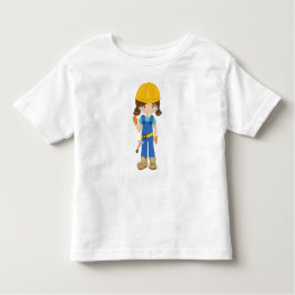 Camiseta De Bebé Chica de la Construcción, Cabello Castaño, Chica L