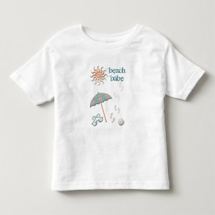 Camiseta De Bebé Chica de la Playa-Paraguas, Pelota, Huellas en la