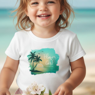 Camiseta De Bebé Chica de las Flores Tropical Isle Verde Acuático I