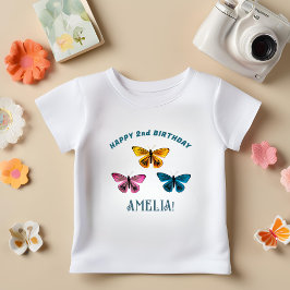 Camiseta De Bebé Chica de mariposa cuta Cumpleaños fiesta invitado 