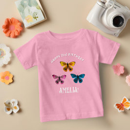 Camiseta De Bebé Chica de mariposa cuta Cumpleaños fiesta invitado 