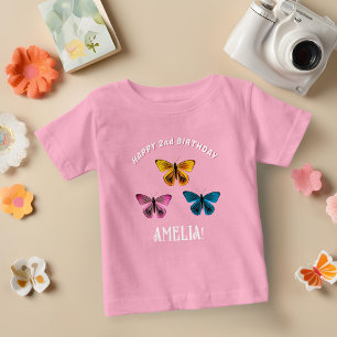 Camiseta De Bebé Chica de mariposa cuta Cumpleaños fiesta invitado