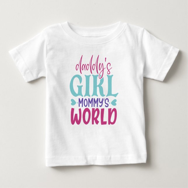 Camiseta De Bebé chica de papá lindo mami mundo arte palabra (Anverso)
