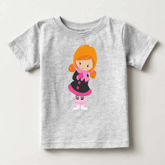 Camiseta De Bebé Chica de patinaje sobre hielo, Chica lindo, pelo N (Anverso)
