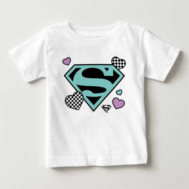 Camiseta De Bebé Chica de patinaje Supergirl Hearts S-Shield (Anverso)