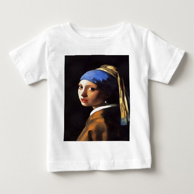Camiseta De Bebé Chica de Perla tras Johannes Vermeer (Anverso)