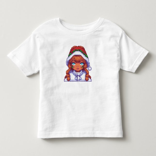 Camiseta De Bebé Chica de Pixelart con sombrero Santa (Anverso)