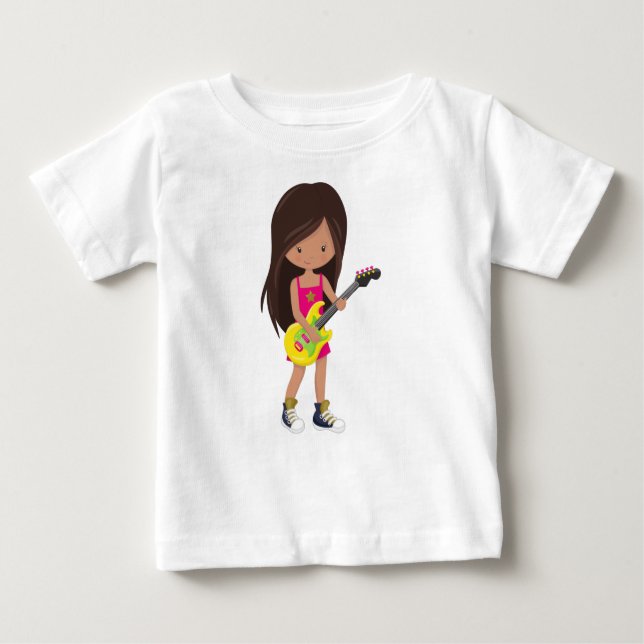 Camiseta De Bebé Chica de rock, Chica Latina, guitarrista, banda, m (Anverso)