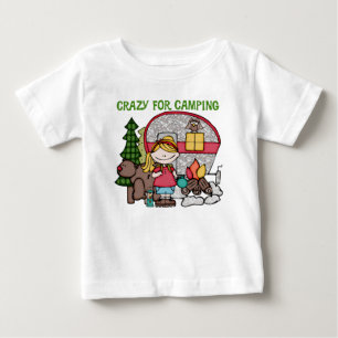 Camiseta De Bebé Chica De Rubia Loco Por Camping