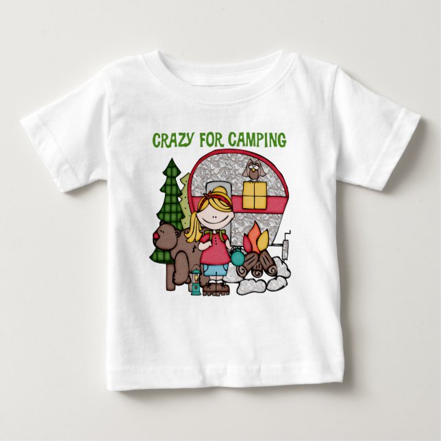 Camiseta De Bebé Chica De Rubia Loco Por Camping (Anverso)