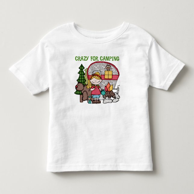 Camiseta De Bebé Chica De Rubia Loco Por Camping (Anverso)
