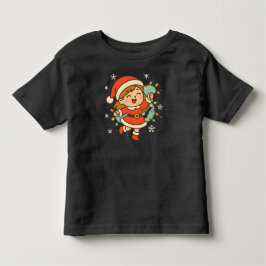 Camiseta De Bebé Chica de Santa Feliz con Luces de Navidad