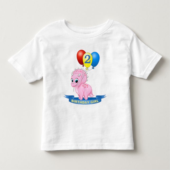 Camiseta De Bebé Chica de segundo cumpleaños lindo bebé triceratops (Anverso)