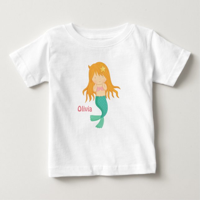 Camiseta De Bebé Chica De Sirena Cuidada Para Niñas Bebés (Anverso)