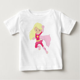 Camiseta De Bebé Chica de superhéroes, Chica lindo, pelo rubio, Cab