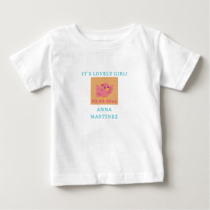 Camiseta De Bebé Chica de tema de pájaro rosado lindo Baby Shower