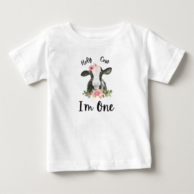 Camiseta De Bebé Chica de Vaca Santa Primer Fiesta de Cumpleaños (Anverso)