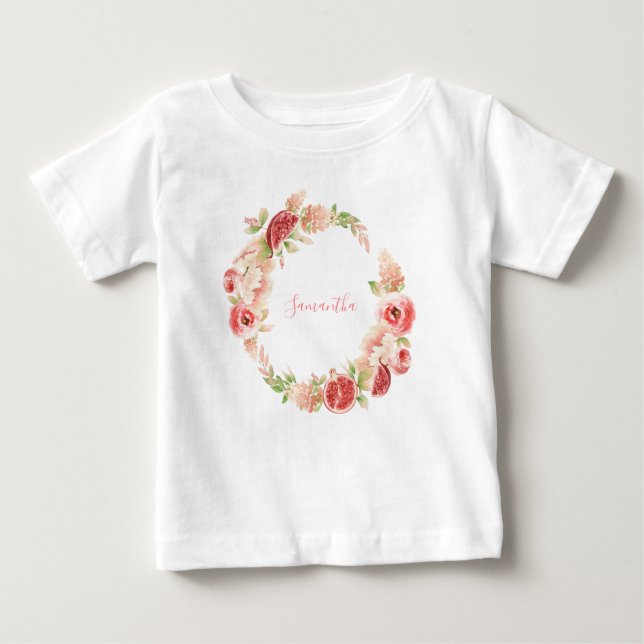 Camiseta De Bebé Chica de vegetación floral rosa rosa rosa (Anverso)