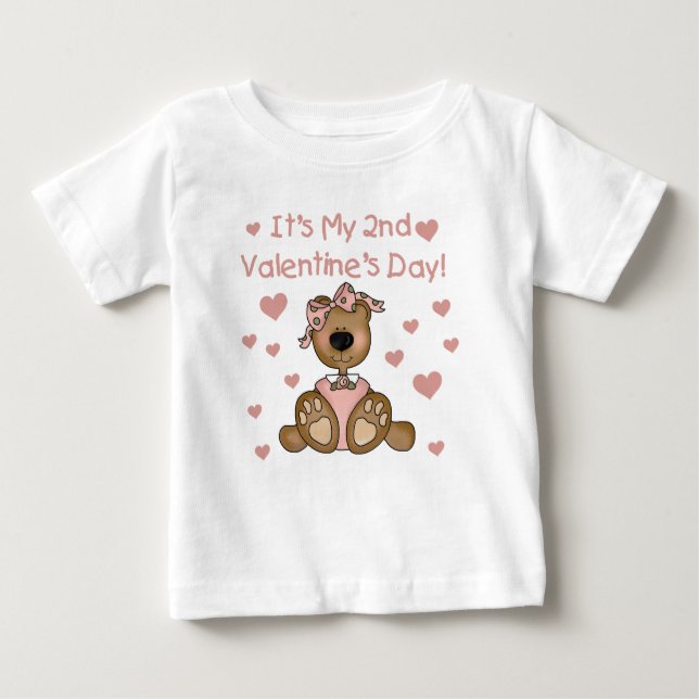 Camiseta De Bebé Chica del oso 2.º El día de San Valentín (Anverso)