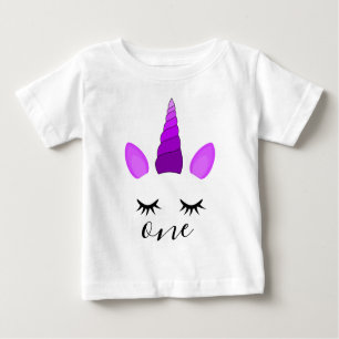 Camiseta De Bebé Chica del primer cumpleaños de Cute Unicorn