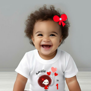 Camiseta De Bebé Chica divertida con globos de corazones