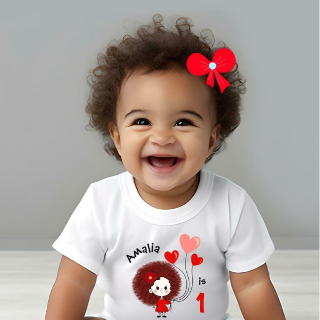 Camiseta De Bebé Chica divertida con globos de corazones (Subido por el creador)