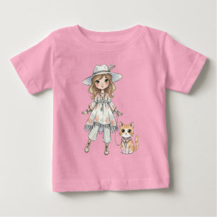 Camiseta De Bebé Chica elegante paseando con su gato