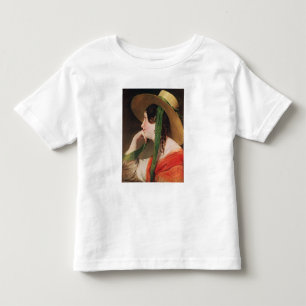 Camiseta De Bebé Chica en un Gorra de paja amarillo,