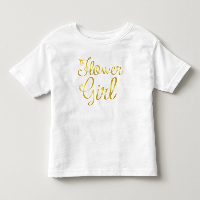 Camiseta De Bebé Chica flor Camisas de té blanco de oro (Anverso)