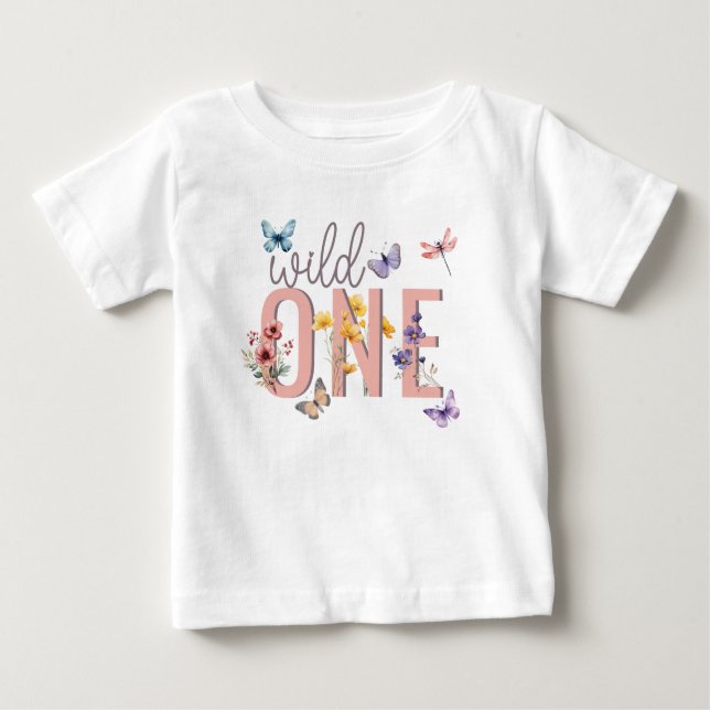 Camiseta De Bebé Chica floral Cumpleaños | Silvestre y maravilloso (Anverso)
