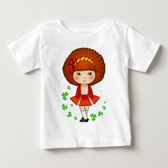 Camiseta De Bebé Chica irlandés vestido de rojo con rocas de champá (Anverso)
