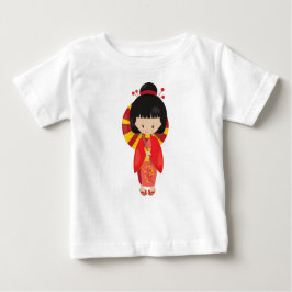 Camiseta De Bebé Chica Japonesa, Japón, Chica Guapa, Kimono Rojo