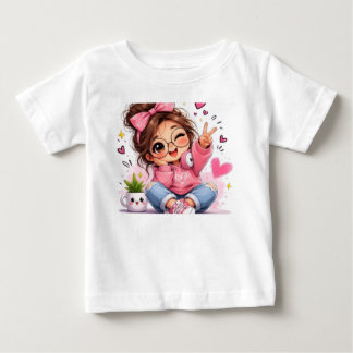 Camiseta De Bebé Chica Kawaii Lindo Lazo Rosa Estética