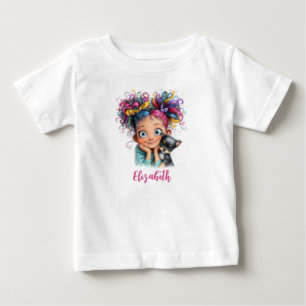 Camiseta De Bebé Chica Linda con Cachorro