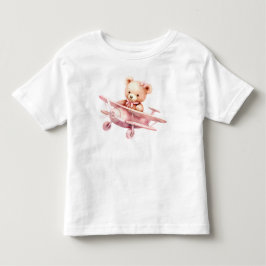 Camiseta De Bebé Chica lindo piloto de oso bebé piloto avión rosado
