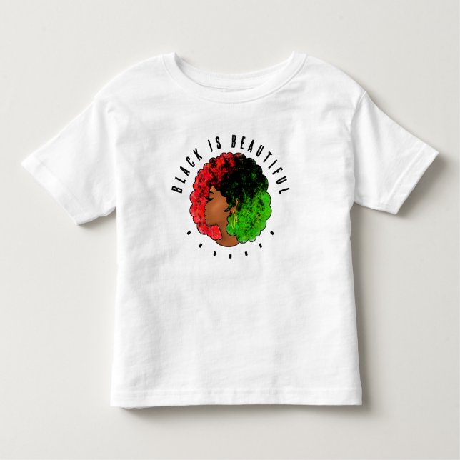Camiseta De Bebé Chica negra panafricana mujer rojo orgullo verde a (Anverso)