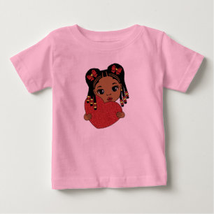 Camiseta De Bebé Chica negro con corazón   Día de San Valentín