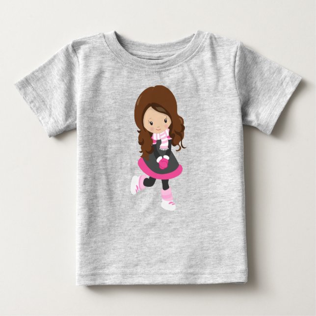 Camiseta De Bebé Chica patinando sobre hielo, Chica linda, Cabello  (Anverso)