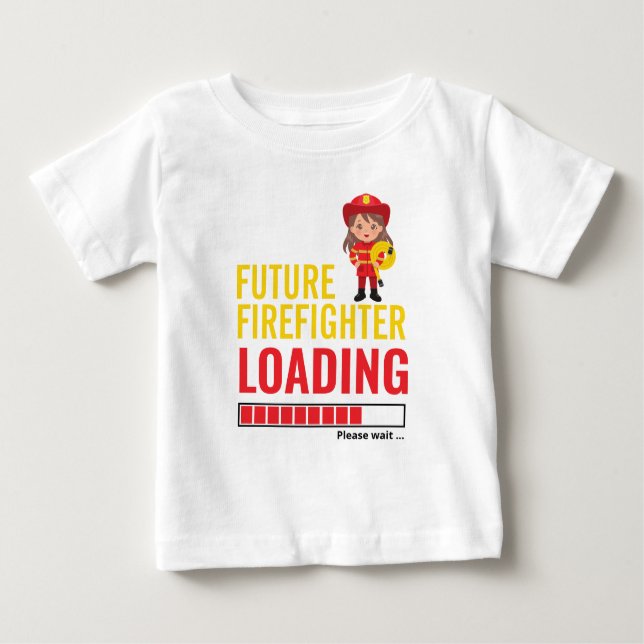 Camiseta De Bebé Chica personalizado de carga de bomberos en el fut (Anverso)