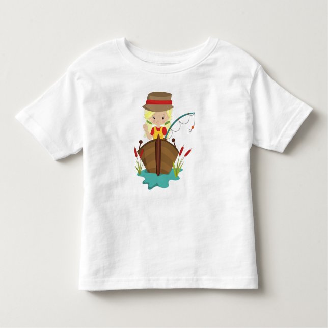 Camiseta De Bebé Chica Pesquero, Arco Pesquero, Pescador, Pelo Blon (Anverso)