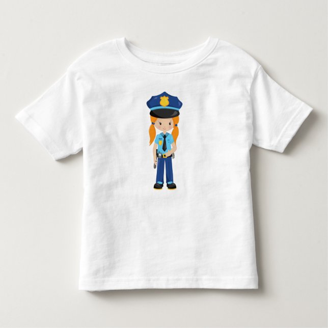 Camiseta De Bebé Chica policía, oficial de policía, poli, pelo nara (Anverso)
