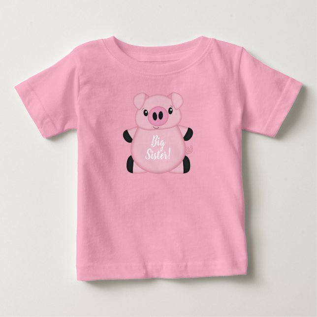 Camiseta De Bebé Chica rosa de la granja de Baby Shower de cerdo (Anverso)