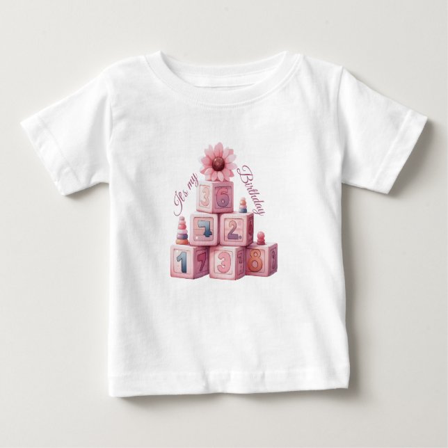 Camiseta De Bebé Chica Rosa Estrella del Arcoiris Cumpleaños (Anverso)
