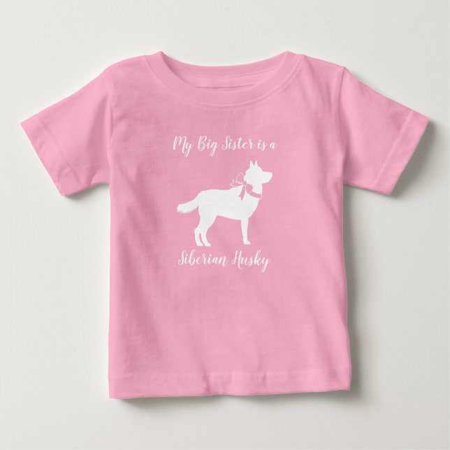 Camiseta De Bebé Chica rosado del perro Husky siberiano Baby Shower (Anverso)