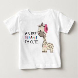Camiseta De Bebé Chica rosado personalizado Giraffe Baby T-Shirt