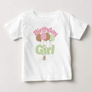 Camiseta De Bebé Chica rosado y verde del cumpleaños