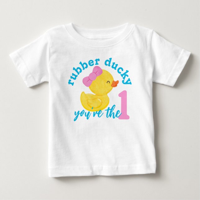Camiseta De Bebé Chica Rubber Ducky Eres el primer cumpleaños (Anverso)