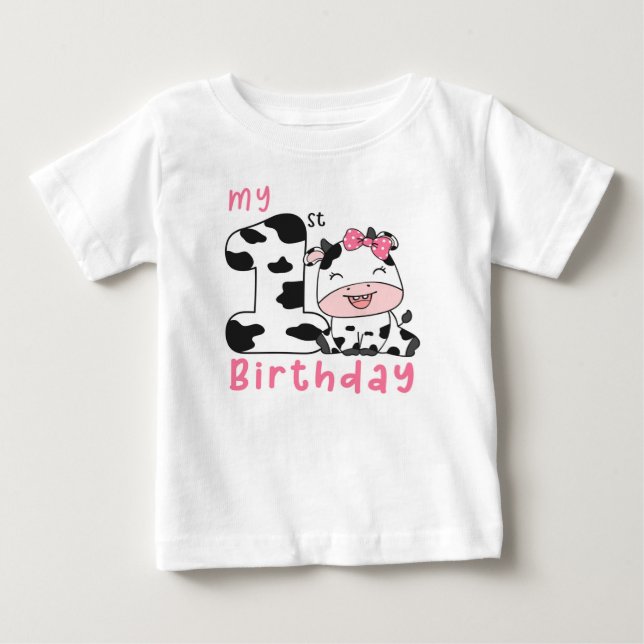 Camiseta De Bebé Chica Santa Vaca Cumpleaños 1  (Anverso)