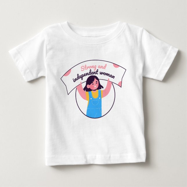 Camiseta De Bebé Chica sosteniendo un Rótulo azul (Anverso)