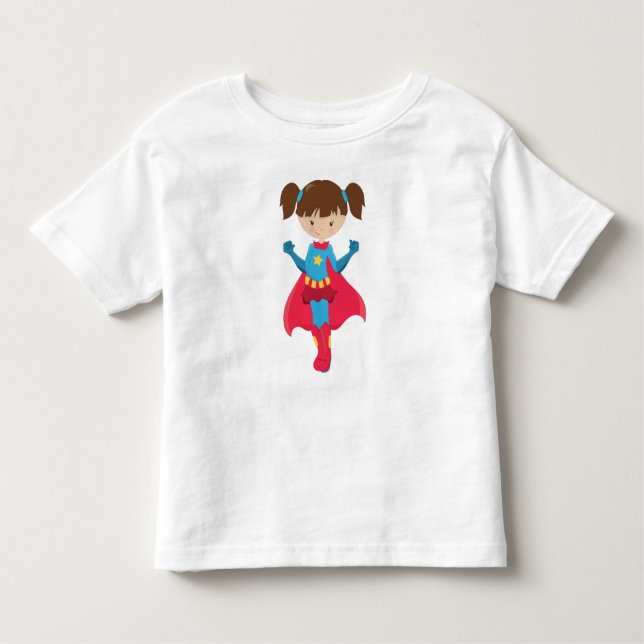 Camiseta De Bebé Chica Superhéroe, Chica Linda, Cabello Castaño, Ca (Anverso)